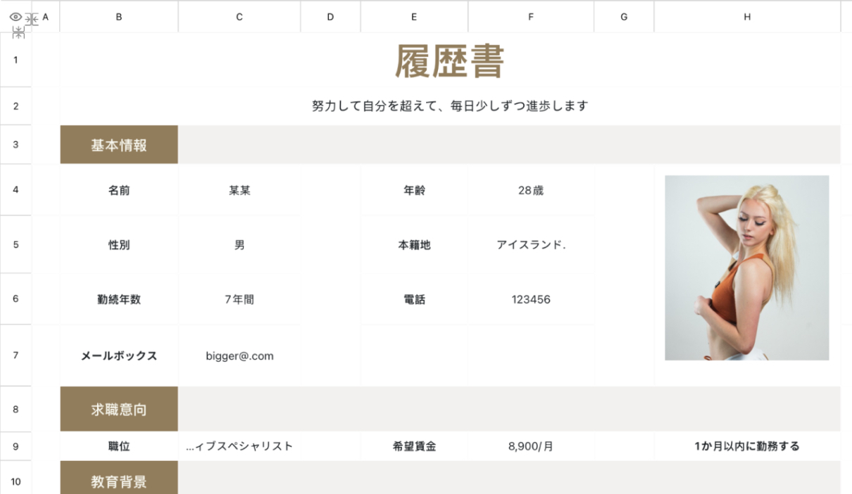 エグゼクティブスペシャリスト履歴書