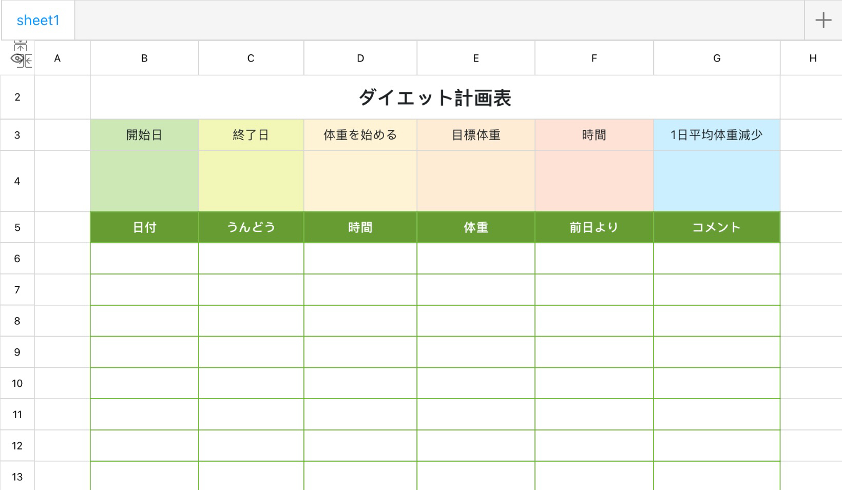 ダイエット計画表2