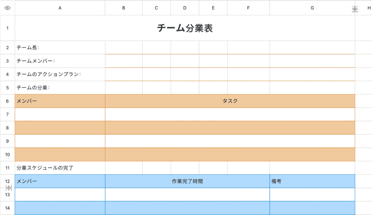 チーム分業表