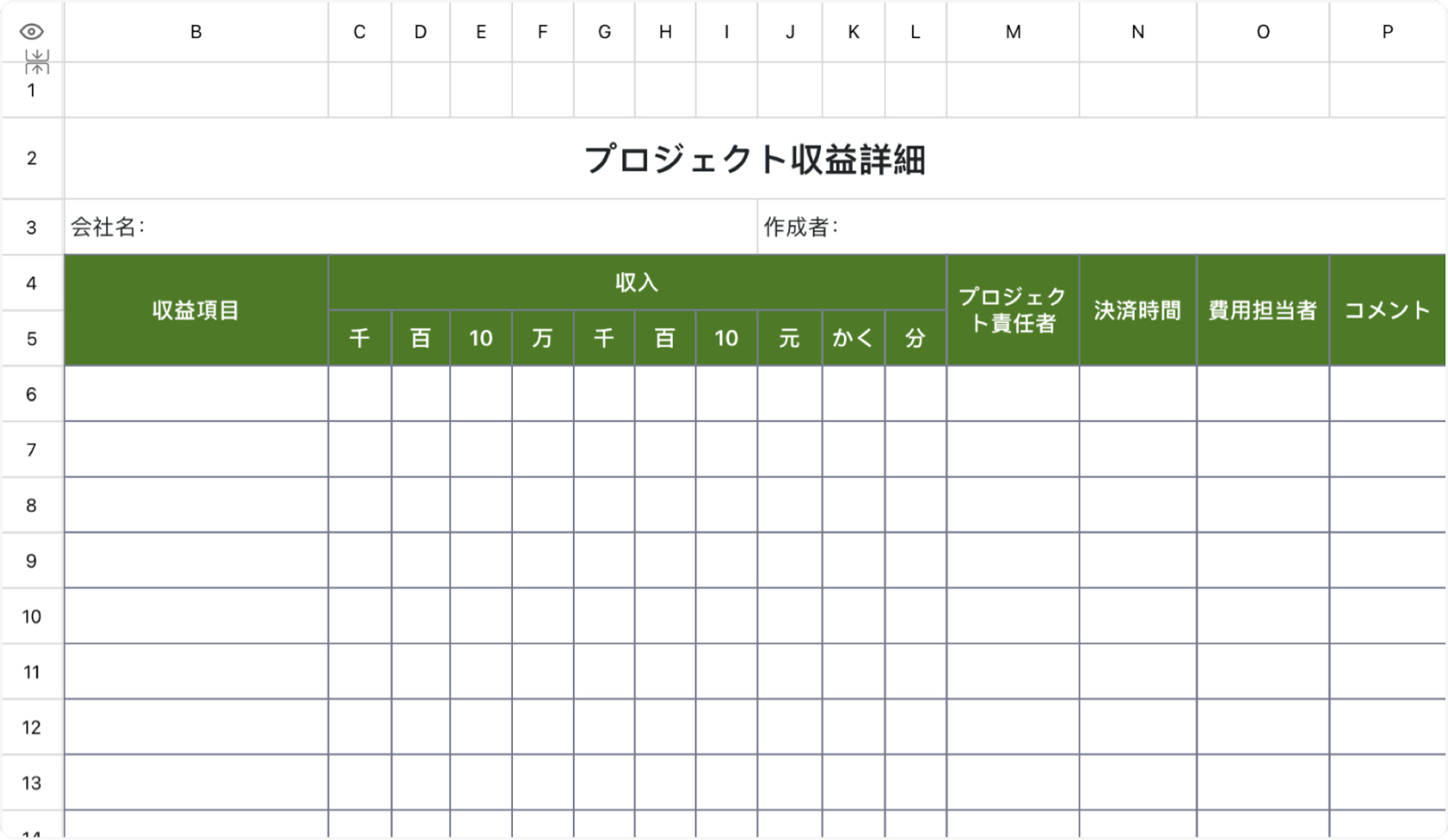 プロジェクト収益詳細