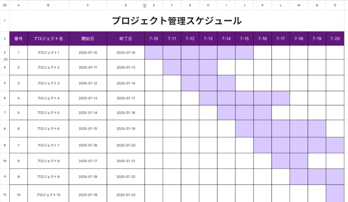 プロジェクト管理スケジュール1