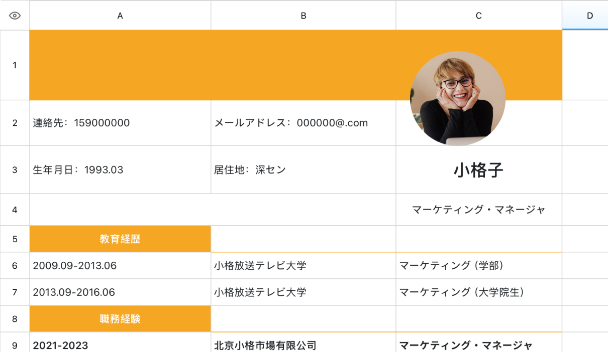 マーケティングマネージャーの履歴書