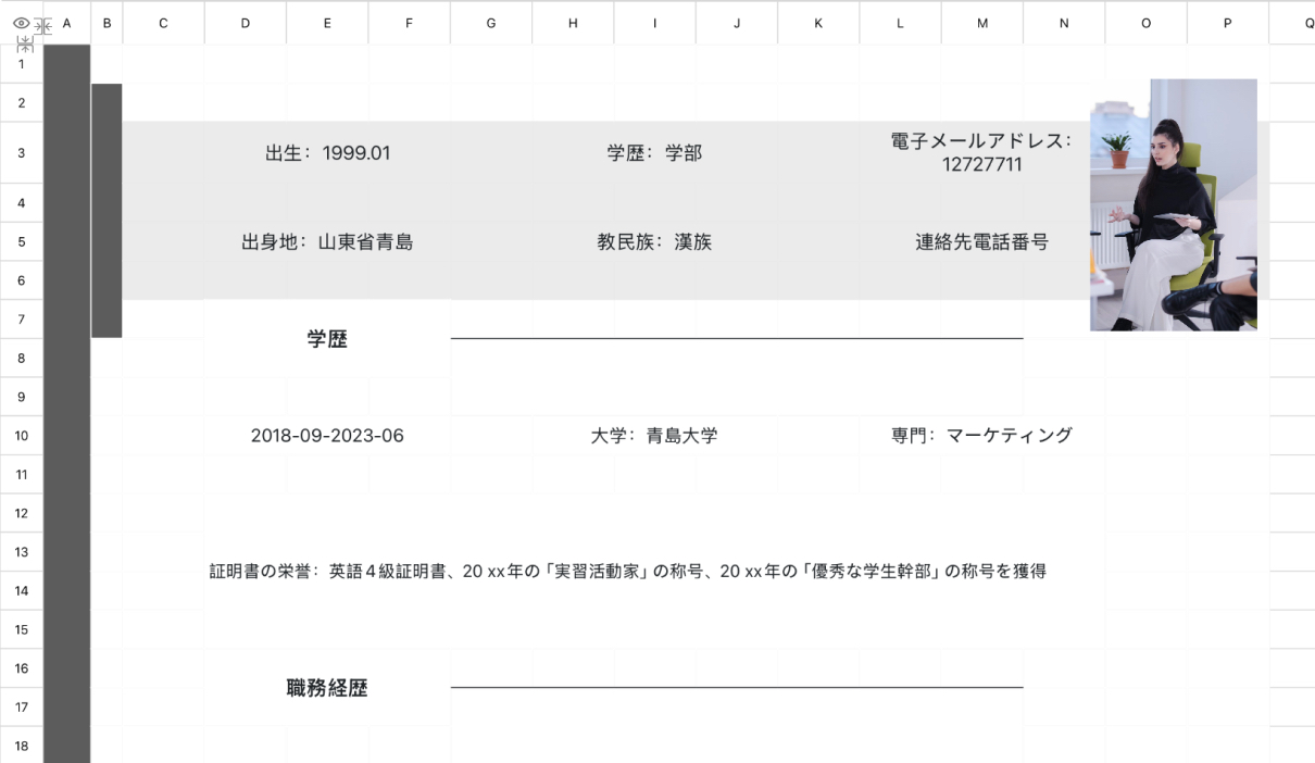 マーケティング個人履歴書