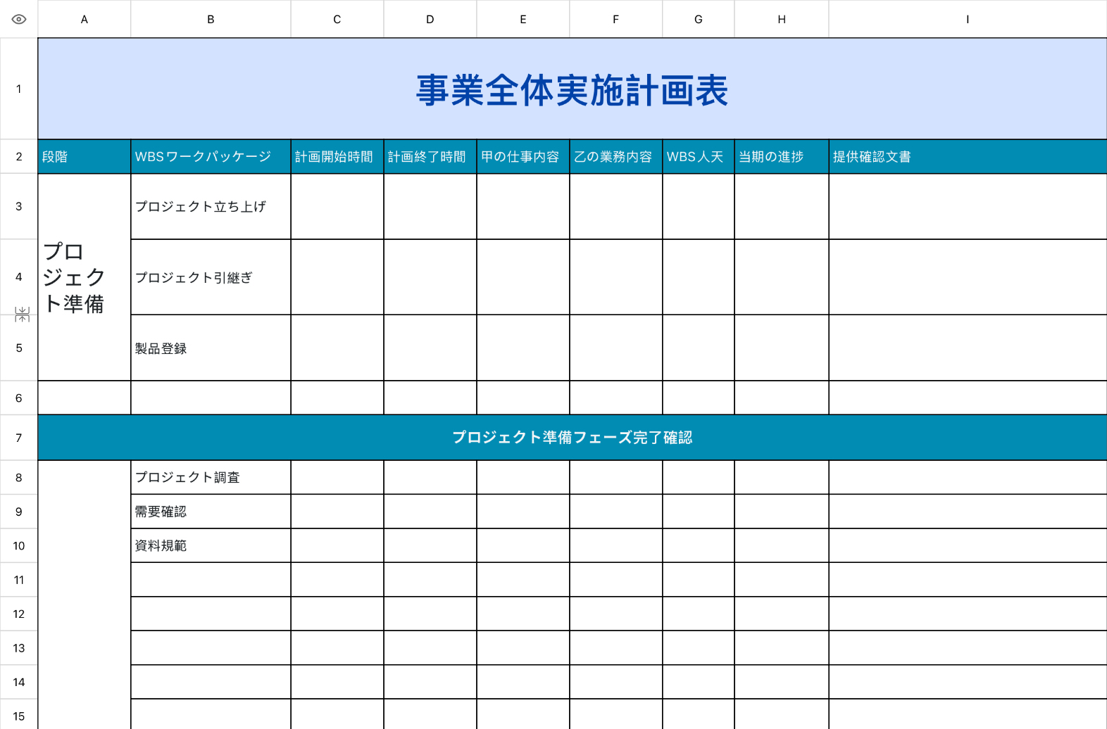 事業全体実施計画表