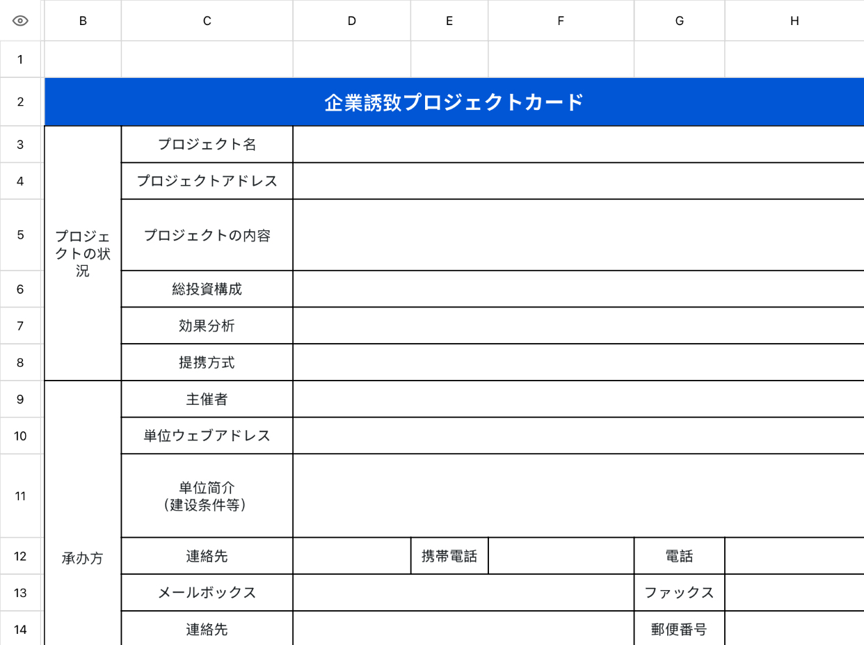 企業誘致プロジェクトカード