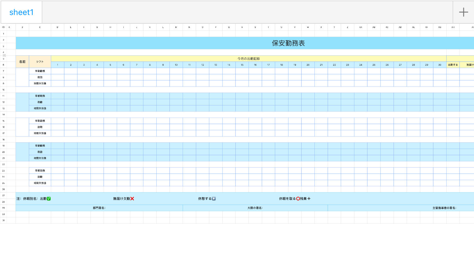 保安勤務表
