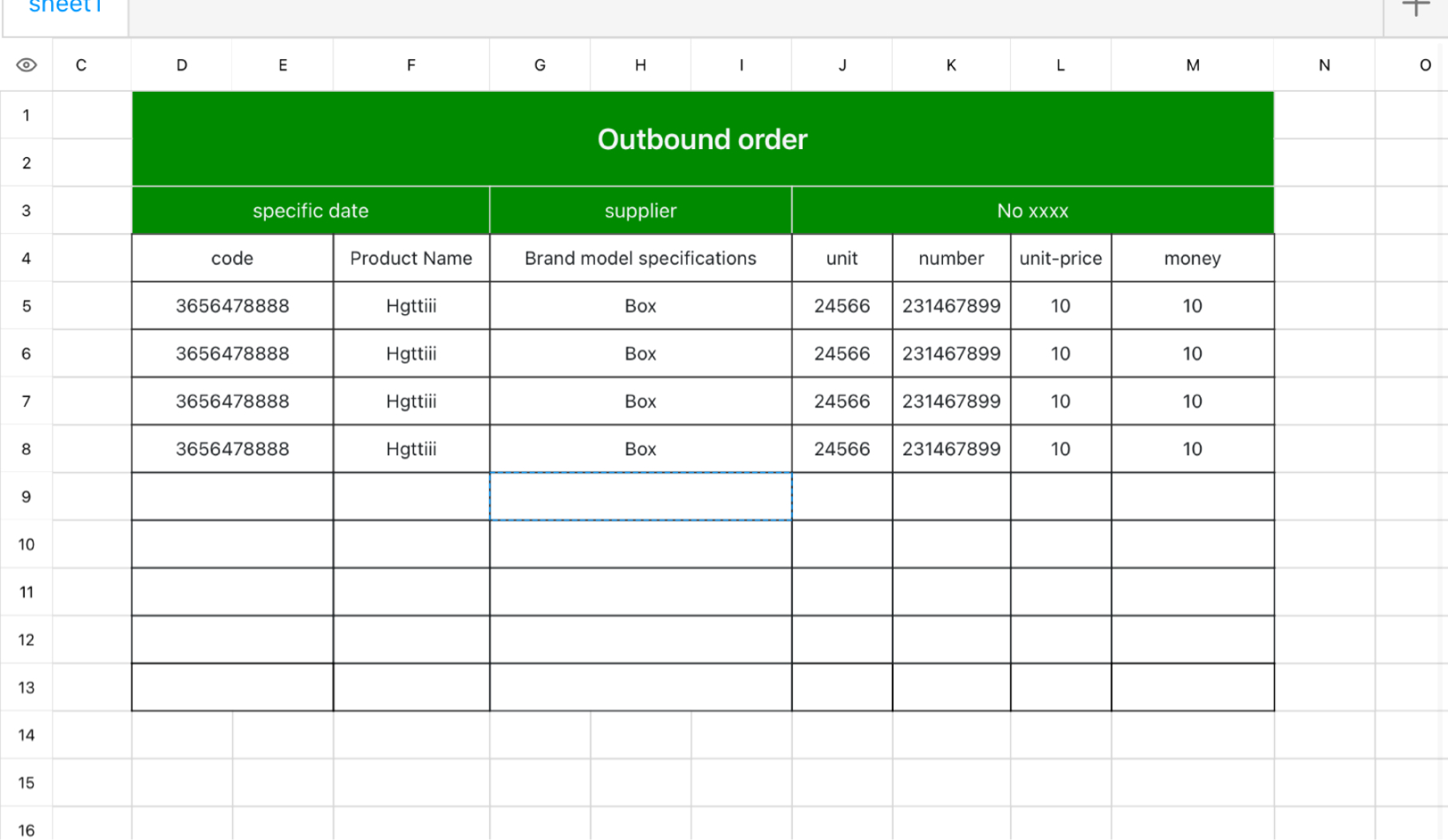 Outbound order 1
