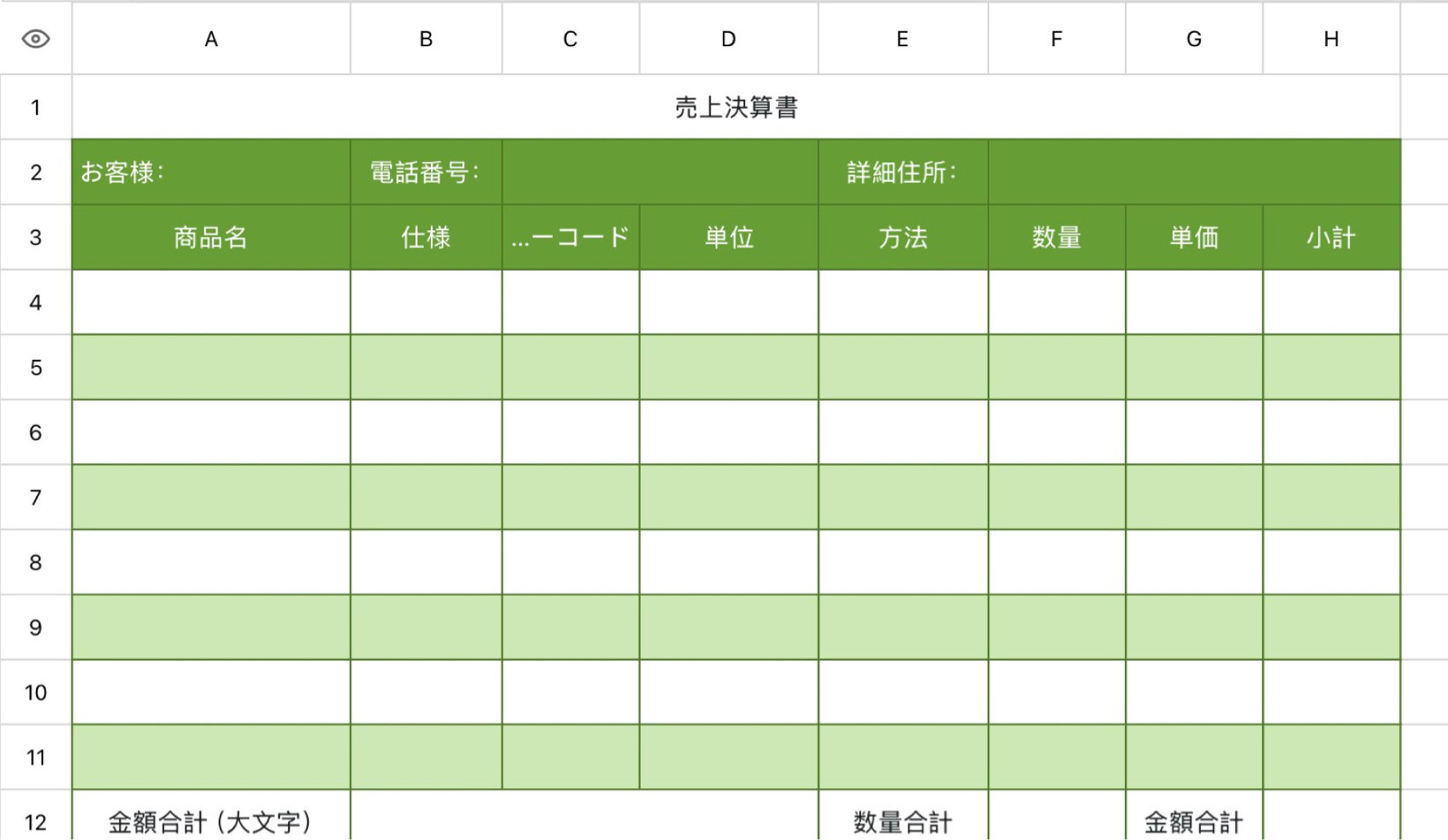 売上決算書