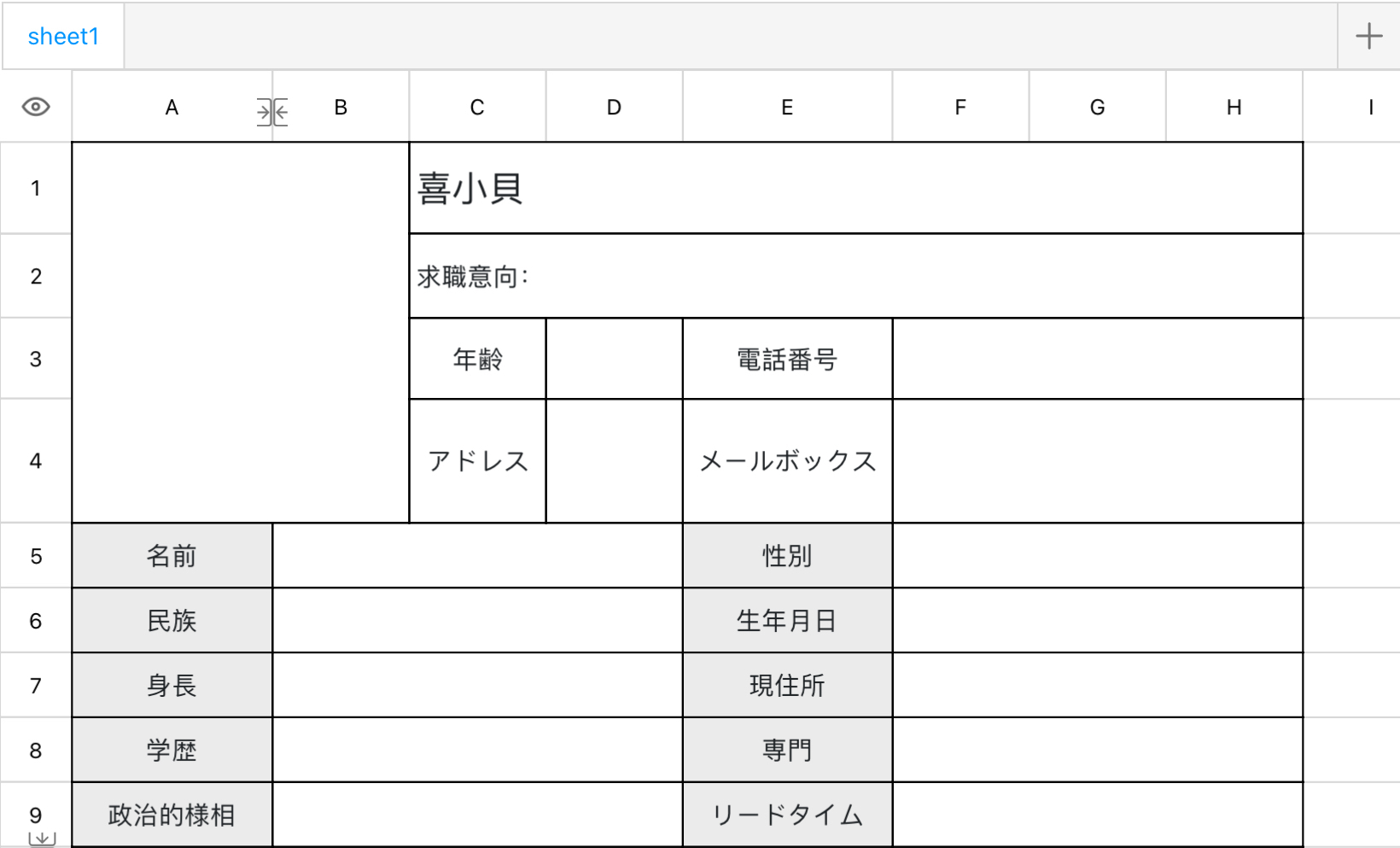 履歴書フォーム