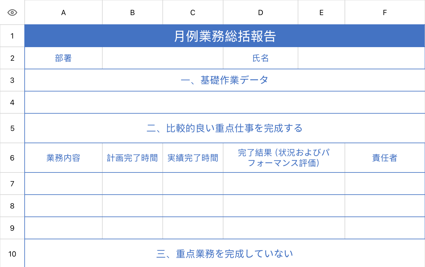 月例業務総括報告