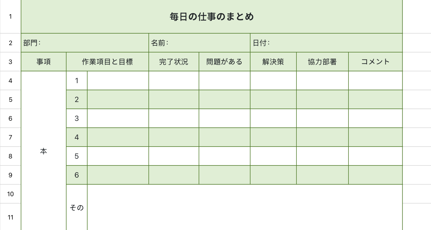 毎日の仕事のまとめ
