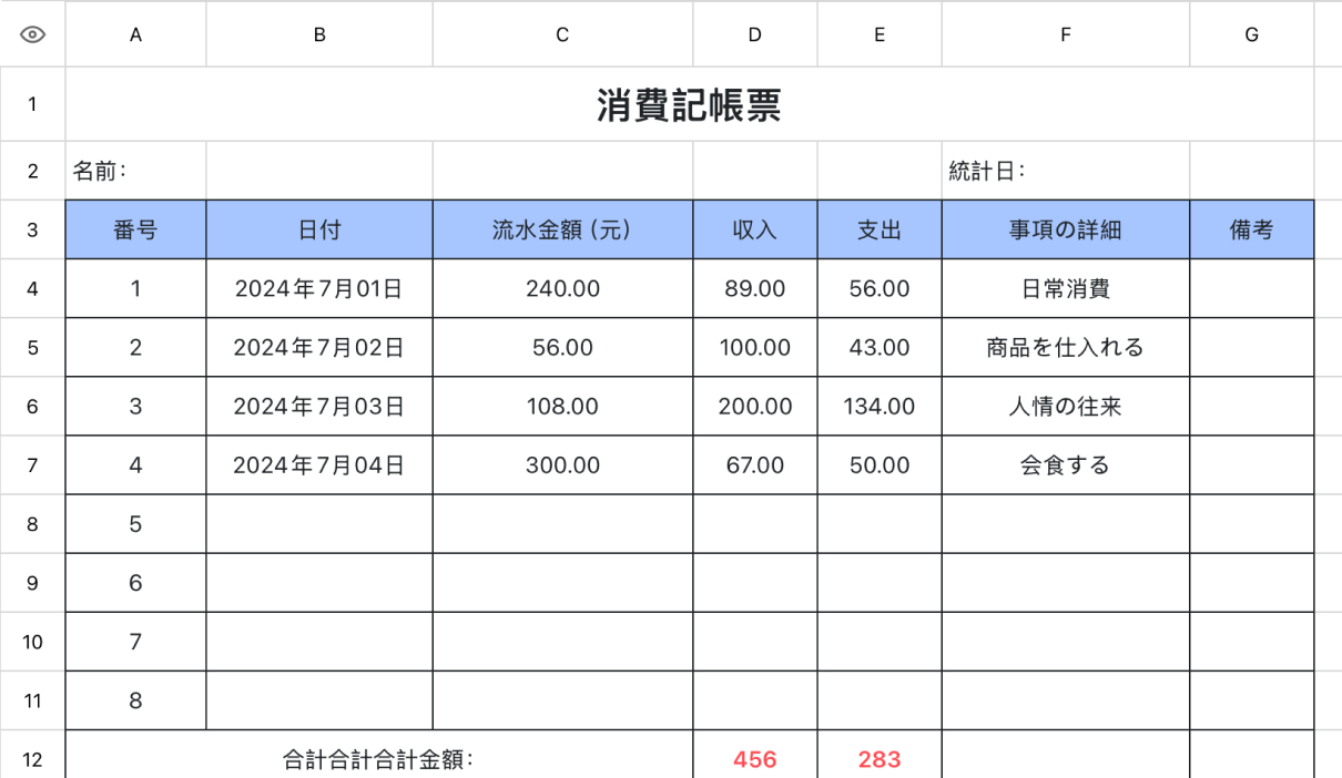 消費記帳票