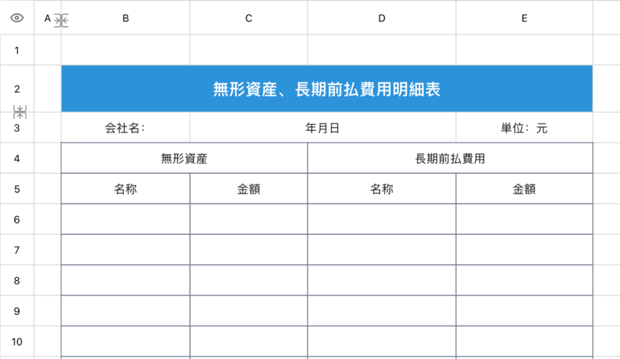 無形資産費用表