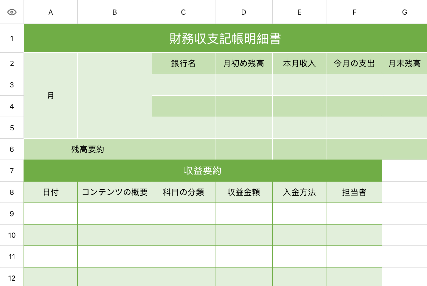 財務収支記帳明細書