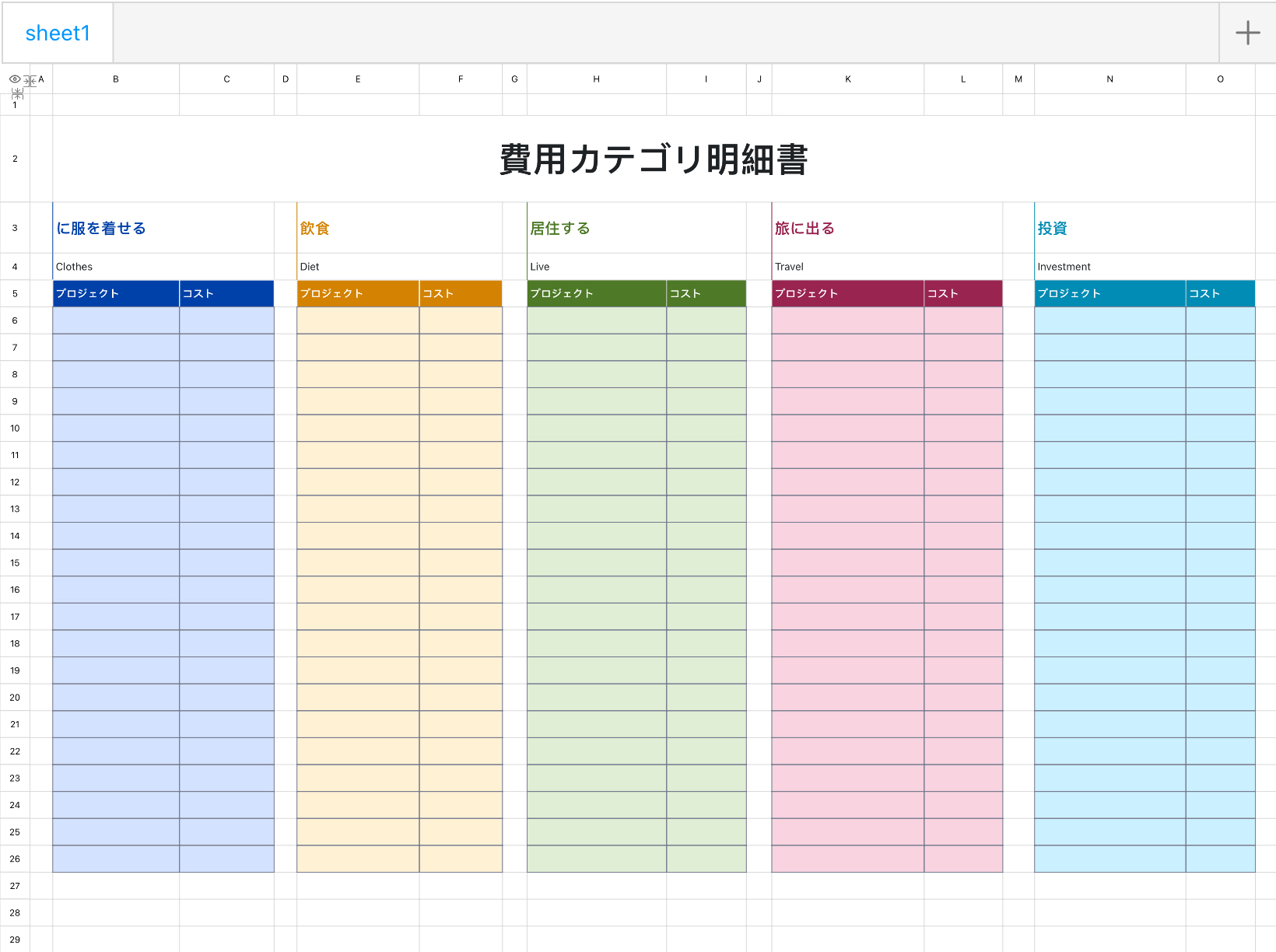 費用カテゴリ明細書