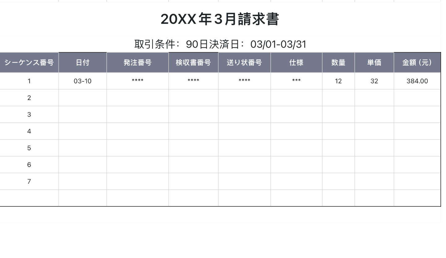 費用対請求書