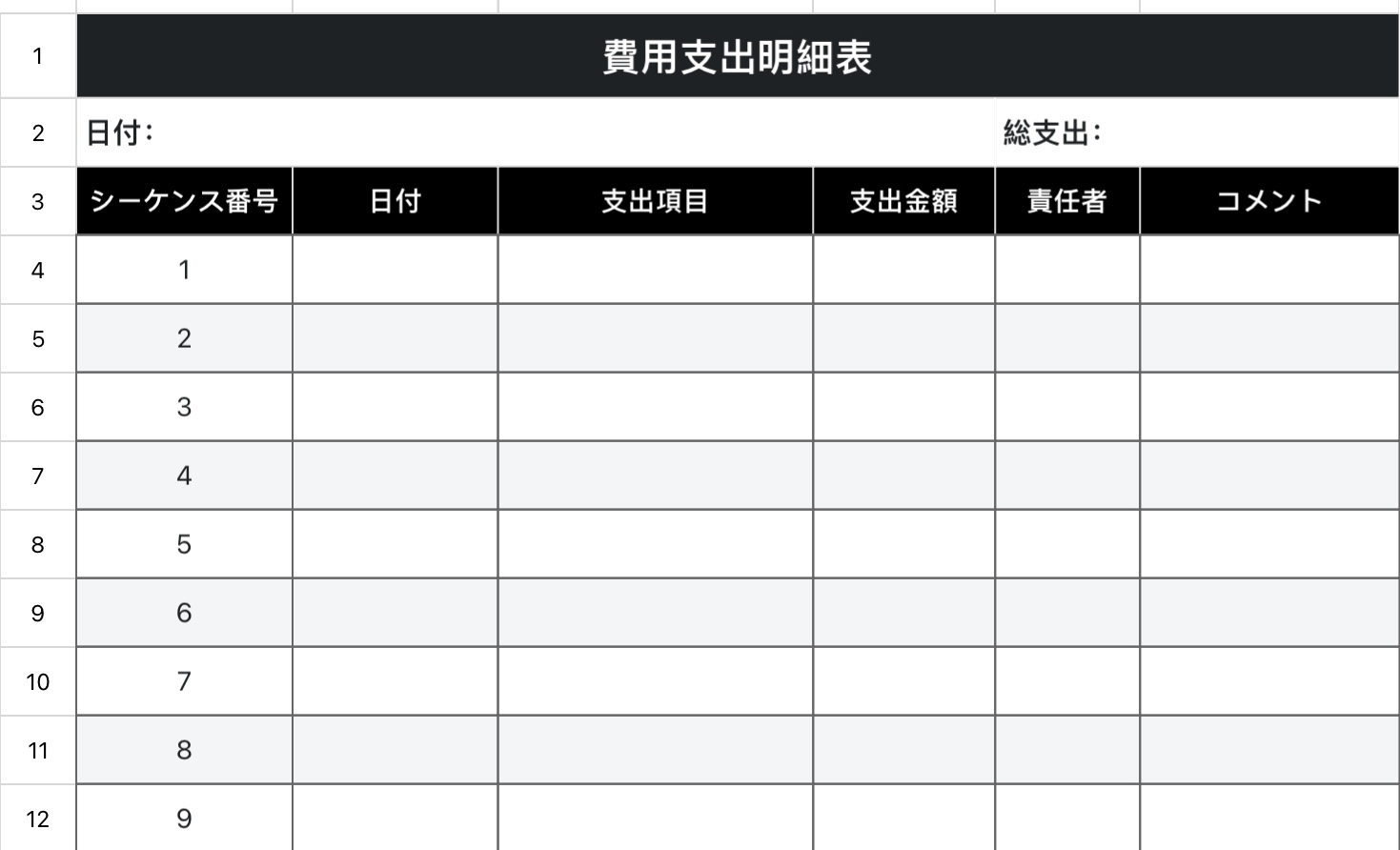 費用支出明細表