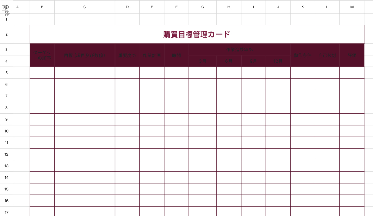 購買目標管理カード