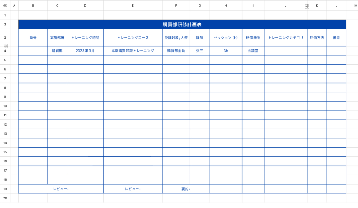 購買部研修計画表