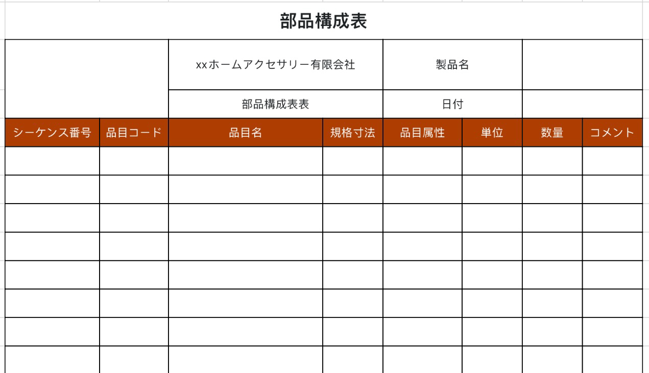 部品構成表