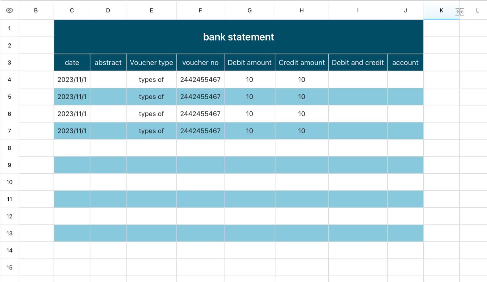 bank statement