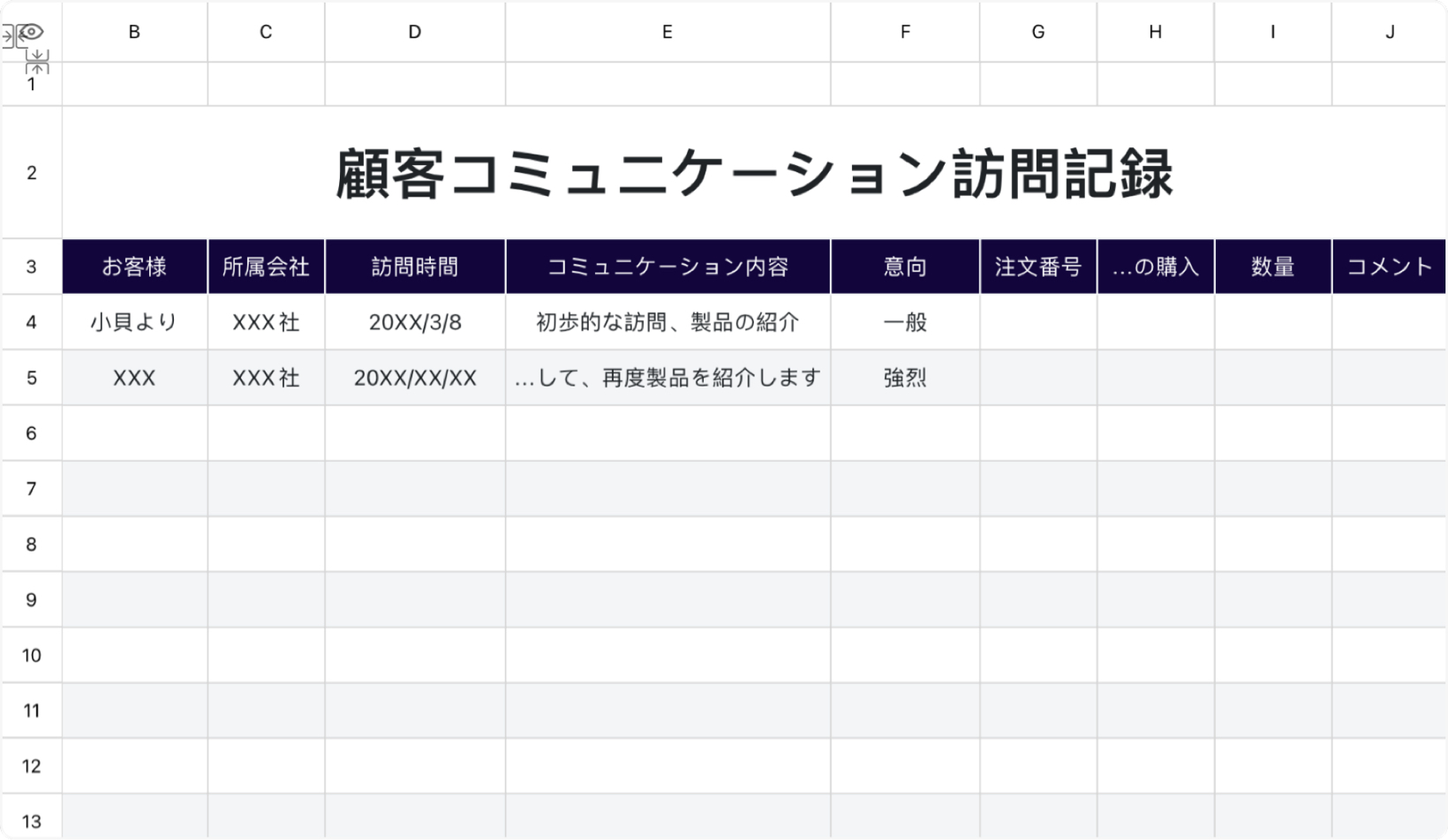 顧客コミュニケーション訪問記録