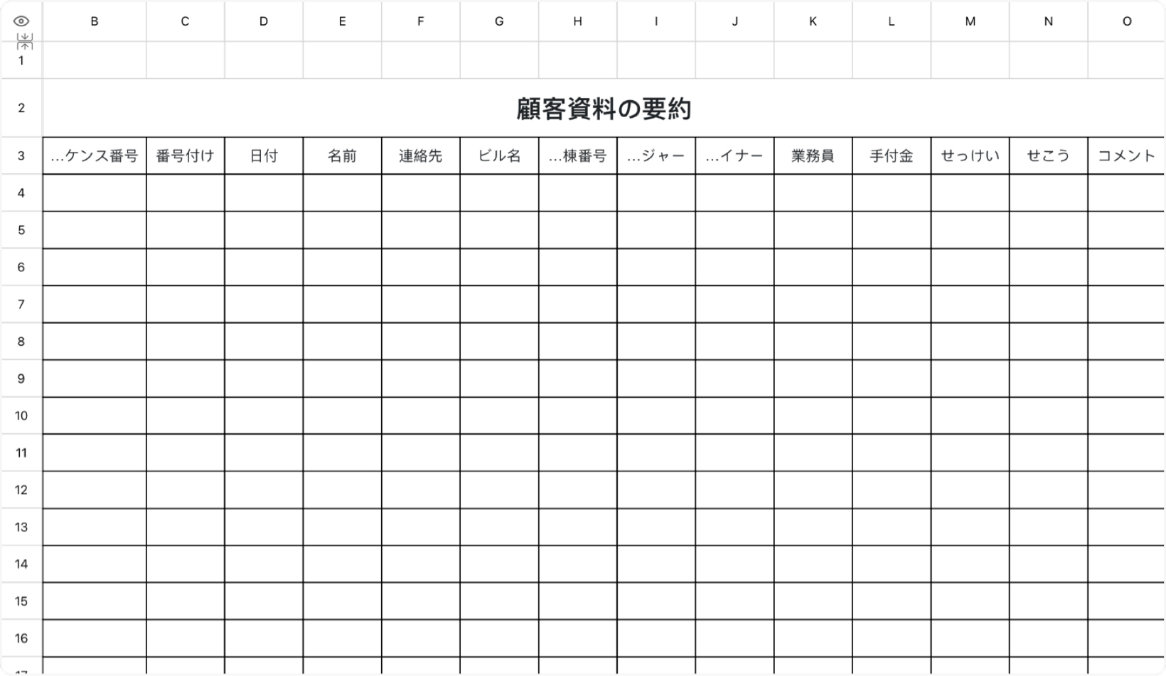 顧客資料の要約